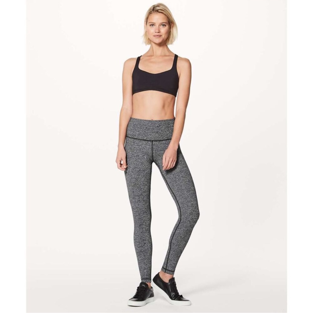 Lululemon Wunder Under High Rise Black Heather Knit Leggings